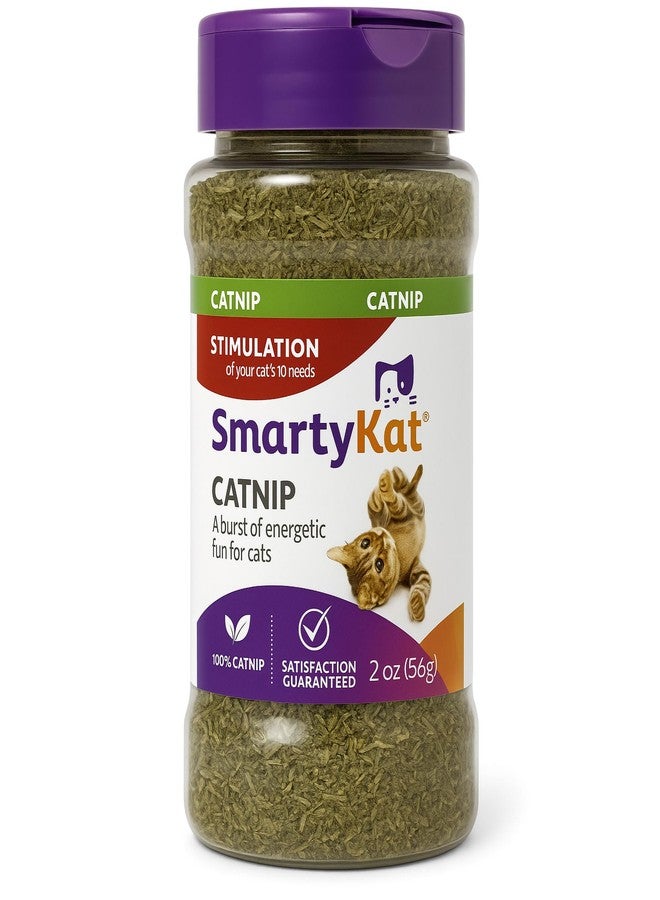 SmartyKat Natural Catnip Canister, 100% Natural Cat nip for Cats, Premium Dried Catnip for Indoor Cats, Positive Training Aid for Play and Exercise, Resealable Shaker Bottle, 2 Ounces - Image 1